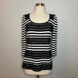White House Black Market Top Size MEDIUM striped lace